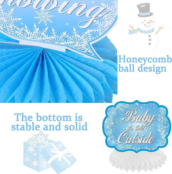 Winter Party Table Centerpieces 13pcs Snowflake Snowman Decorations for Birthday Party