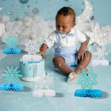 Snowflake Honeycomb Table Centerpieces 6pcs Blue Silver Decorations for Winter Party
