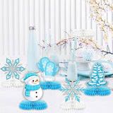 Winter Wonderland Table Centerpieces 9pcs 3D Snowflake Snowman Blue White Party Decor