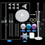 Snow Party Balloon Stand Kit 4 Sets Purple Blue Silver Table Centerpieces for Party