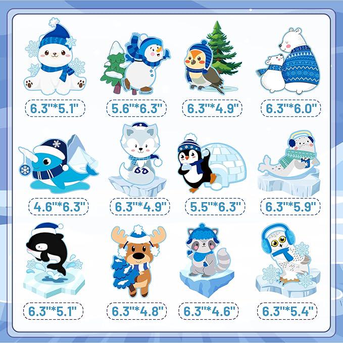 Winter Arctic Animal Table Centerpieces 12pcs Honeycomb Decorations for Birthday Party