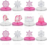 Baby It’s Cold Outside Baby Shower Table Centerpieces 12pcs Pink White Snowflake Decor