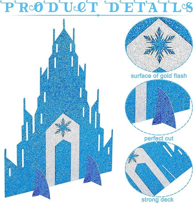 Frozen Castle Table Centerpiece Glitter Winter Snowflake Decorations for Girls Birthday Party