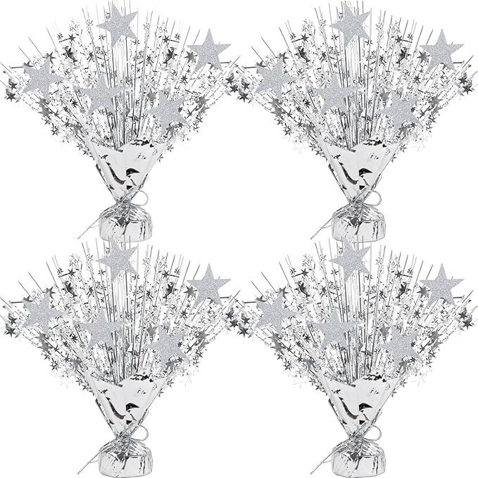 Silver Foil Spray Table Centerpieces 4pcs 12’’ Winter Wedding Birthday Christmas Decor