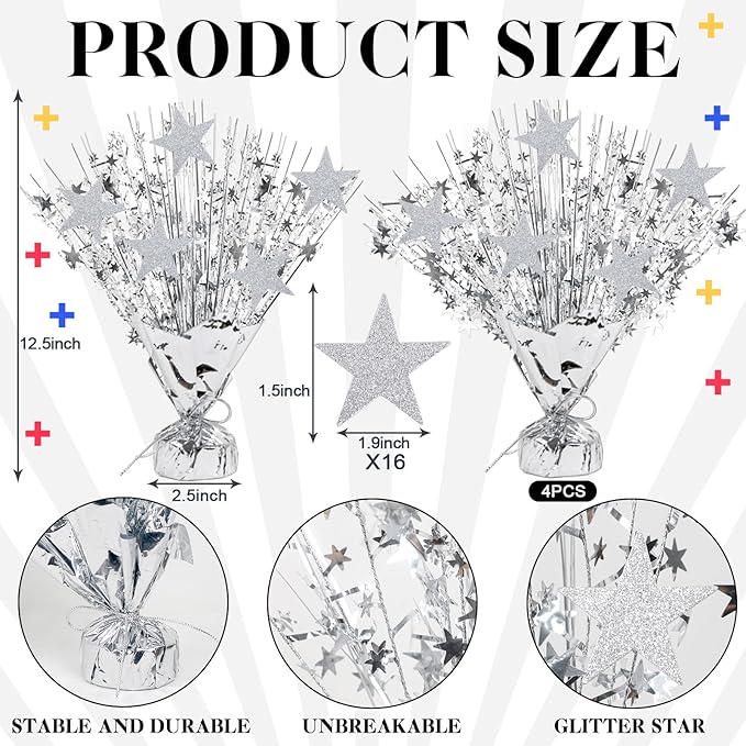 Silver Foil Spray Table Centerpieces 4pcs 12’’ Winter Wedding Birthday Christmas Decor