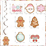 Pink Christmas Gingerbread 2nd Birthday Hanging Swirl Decor 20pcs Snowflake Candy Streamers