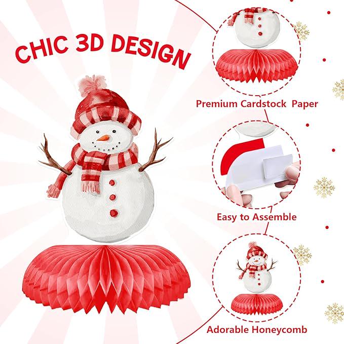 Christmas Santa Baby Honeycomb Table Centerpieces 9pcs Snowman Winter Party Decor