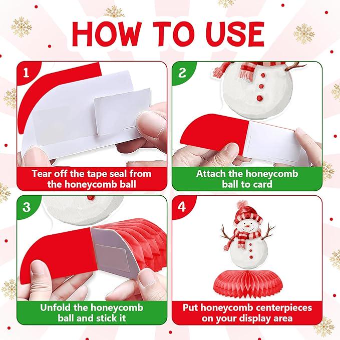 Christmas Santa Baby Honeycomb Table Centerpieces 9pcs Snowman Winter Party Decor