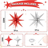 18-Pc Red & Silver Star Balloons with 22" and 10" Foil Balloons for Parties