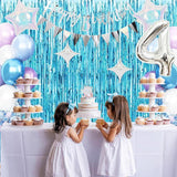 4th Snow Birthday Decorations for Girls with Blue Purple Balloons and Banner