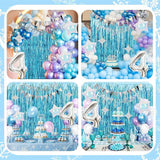 4th Snow Birthday Decorations for Girls with Blue Purple Balloons and Banner