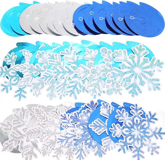 30Pcs Winter Snowflake Hanging Swirl Decorations for Birthday Baby Shower Party