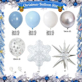 138 Pcs Winter Wonderland Balloon Arch Kit in Pastel Blue White Silver for Party