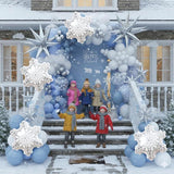 138 Pcs Winter Wonderland Balloon Arch Kit in Pastel Blue White Silver for Party