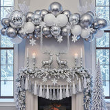 Silver & White Disco Balloon Garland Kit, Retro Party Decor