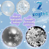 36 Pcs Winter Snowflake Balloons 12 Inch Clear Latex with Glitter Confetti for Party