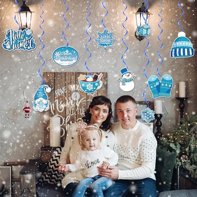 40pcs Winter Wonderland Hanging Swirls for Christmas Holiday Party Decorations