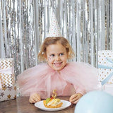 Silver Tinsel Fringe Backdrop 2 Pack Metallic Foil Curtains for Party Decor