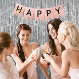 Silver Tinsel Fringe Backdrop 2 Pack Metallic Foil Curtains for Party Decor