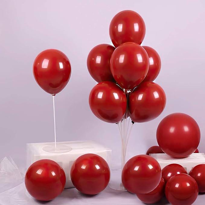 50-Pc 12-Inch Dark Red Latex Balloons for Weddings, Birthdays & Holiday Parties