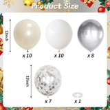 Pearl White & Silver Snowflake Balloons 12-Inch for Winter, Wedding and Xmas Parties