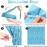 Sky Blue Tinsel Backdrop 12 Pack 3.3x7ft Metallic Fringe Curtains for Party Decor