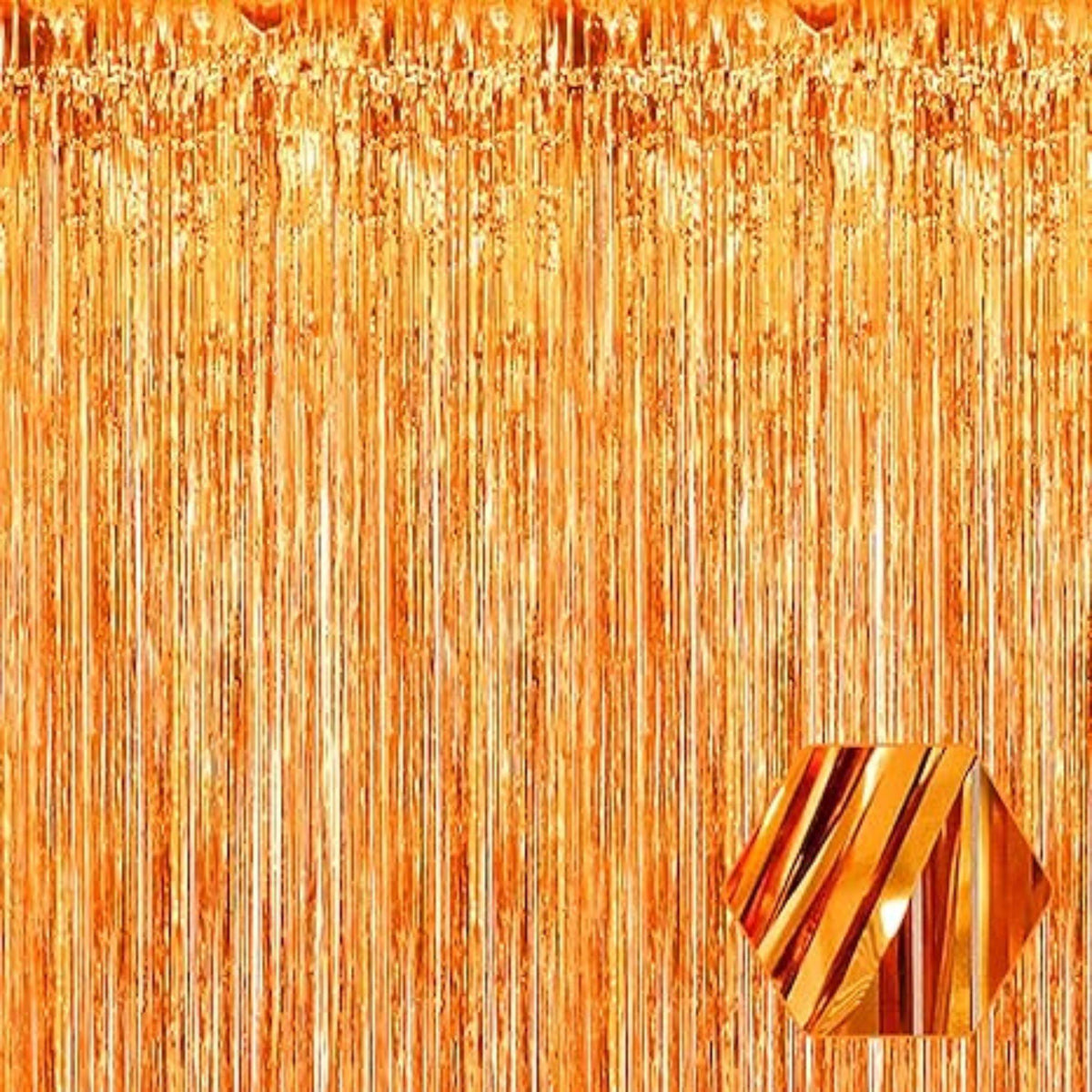 Orange Tinsel Backdrop 3 Pack 3.3x8.2ft Foil Fringe Curtains for Party Decor