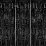 Black Tinsel Foil Backdrop 3 Pack 3.3x8.2ft Party & Photo Booth Decor