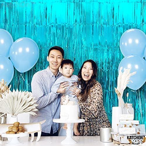 Blue Foil Fringe Backdrop 2 Pack 3.2x8ft Under the Sea & Beach Party Decor