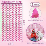 Pink Christmas Tree Tinsel Backdrop 2 Pack 3.3x6.6ft Holiday & Birthday Decor