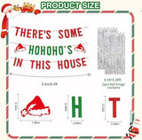 Red Green Christmas Party Decor with Funny HoHoHo Banner & Silver Fringe Backdrop