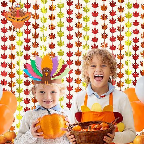 Fall Metallic Tinsel Backdrop 3 Pack 3.3x6.6ft Autumn Thanksgiving Party Decor