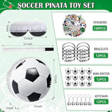 Soccer Ball Pinata Set with Blindfold, Baton, Mini Balls, and Party Accessories