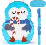 Penguin Pinata Bundle 16.5x12x4 Inch with Blindfold and Bat for Kids Xmas Party
