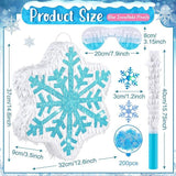 Blue Snowflake Pinata with Pull String for Winter Theme Birthday and Christmas Party Decor