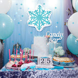 Blue Snowflake Pinata with Pull String for Winter Theme Birthday and Christmas Party Decor