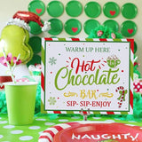 Winter Hot Chocolate Bar Kit with Red Green Banner, Labels & Cup Tags