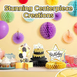12 PCS Black & Gold Happy Birthday Table Centerpieces Double-Sided Party Decor