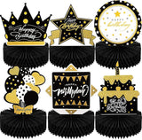 6 PCS Black & Gold Honeycomb Birthday Table Centerpieces Elegant Party Decor