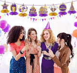 8 PCS Purple & Gold Birthday Honeycomb Table Centerpieces Party Decor for Women and Girls