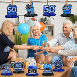 9 PCS 50th Birthday Blue Neon Honeycomb Table Centerpieces Party Decor for Adults
