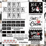 Hot Cocoa Bar Decor Kit, Winter Party Banner, Signs, Labels