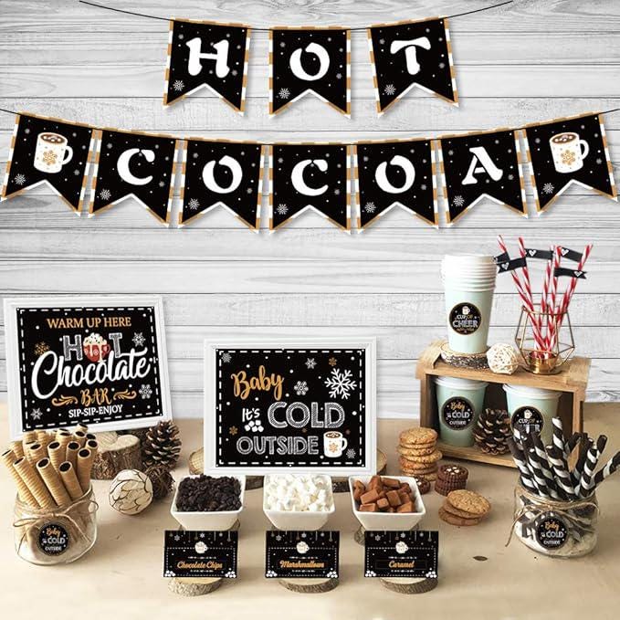 Hot Cocoa Bar Kit, Winter Holiday Party Decor