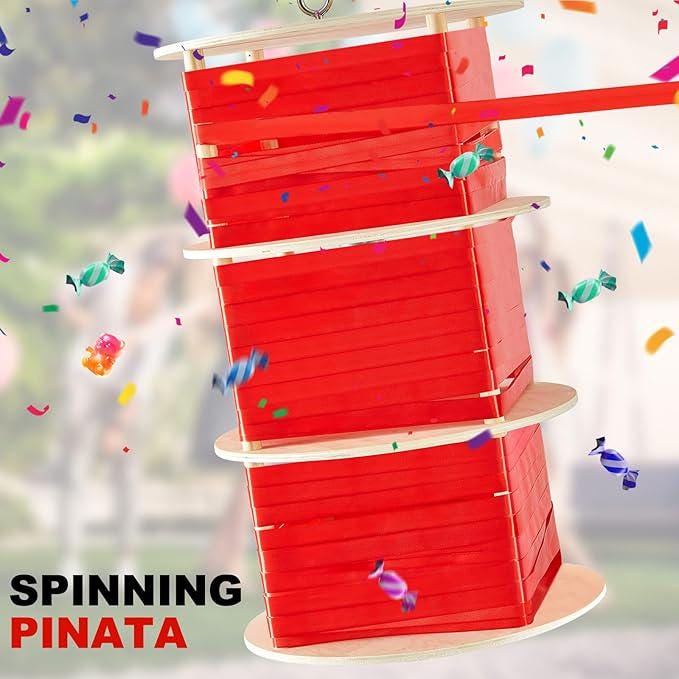Spinning Pull String Piñata for Birthday, Christmas, Halloween and Party Fun