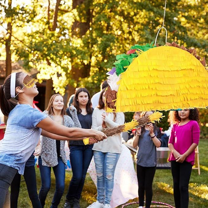 Taco Piñata with Stick, Blindfold for Mexican Birthday and Cinco de Mayo Fun