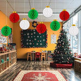 9 PCS Christmas Honeycomb Balls Paper Hanging Ornaments for Holiday Party
