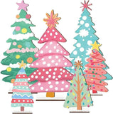 6PCS Christmas Wooden Signs Tree Tabletop Centerpieces Home Party Decor