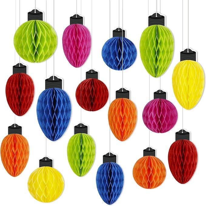 16PCS Christmas Honeycomb Hanging Paper Balls Tree Table Party Decor