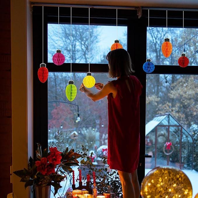 16PCS Christmas Honeycomb Hanging Paper Balls Tree Table Party Decor