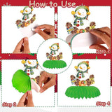 8PCS Christmas Honeycomb Table Centerpieces 3D Santa Snowman Tree Party Decor
